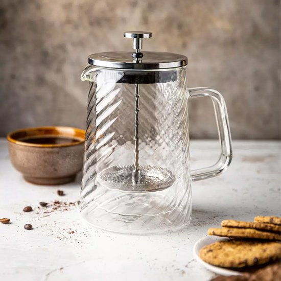 Klausberg Piston Koffie-/Thee Zetter - Glas - 1Liter - Theepress | theemaker| theezetter| French press voor koffie en thee