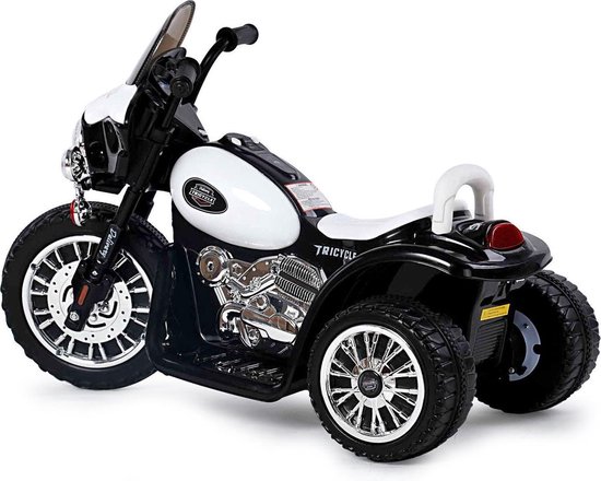 Elektrische politie chopper - trike - motor voor kinderen tot 25kg max 1-3 km/h zwart - kids motor - kindermotor - politiemotor