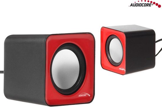 Audiocore - PC-speakers / Compacte stereo / luidsprekers - USB - Zwart met Rood