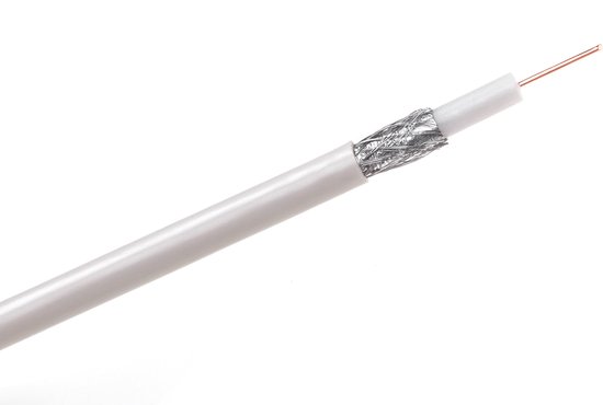 Cabletech RG-6U CU - Coaxiale Kabel - 0,85 mm Koperen Kern - Witte PVC Mantel