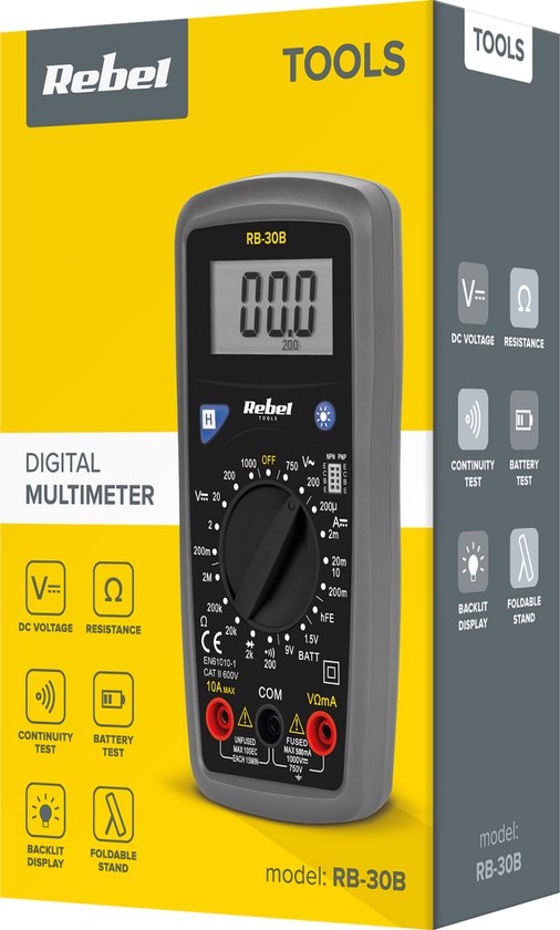Rebel RB-30B - Multimeter - Breed Meetbereik - LED Display - Handmatig Bereik