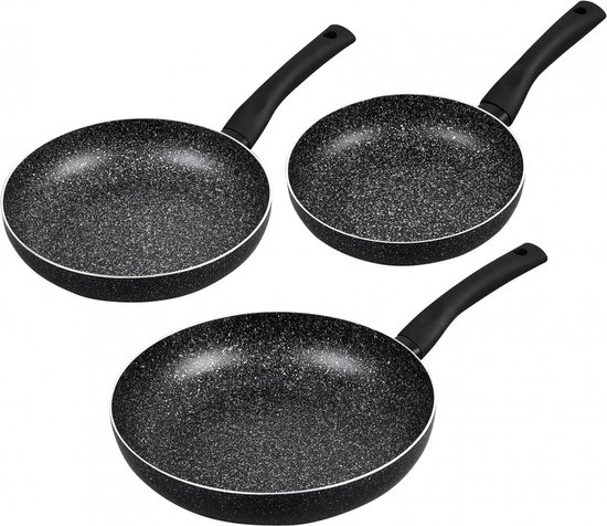 Kinghoff 1562 - 3 delige pannenset - zwart marmer - Ø20/24/28 cm