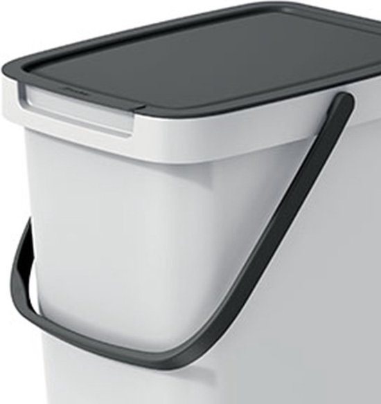 Keden GFT aanrecht afvalbak - creme wit - 12L - afsluitbaar - 20 x 26 x 37 cm - klepje/hengsel - afval scheiden