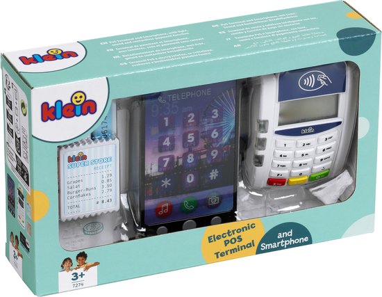 Klein Toys - PoS-terminal en Smartphone - 7-delige set - incl. licht- en geluidseffecten