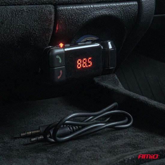 Car FM Transmitter - 2xUSB-A - 12V/24V - Bluetooth - Handsfree Bellen - Compact en Vouwbaar