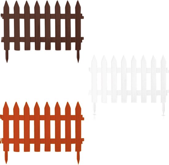 Prosperplast Tuinhekjes - 6x stuks - kunststof - 350 cm - 60 x 40 cm - wit - borderrand - tuinafscheiding