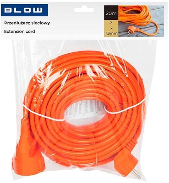 Blow Tuinverlengkabel Oranje - 20 meter - PVC - 2x1.5mm² - H05VV-F2 - Niet Geaard - IP44