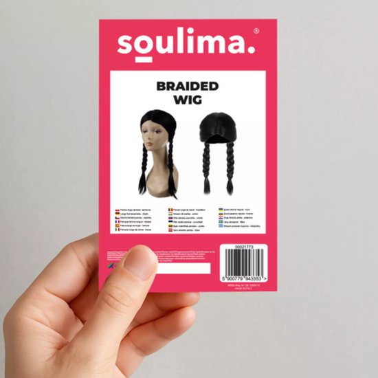 Soulima lange damespruik met vlechten – zwart, natuurlijk en comfortabel te dragen