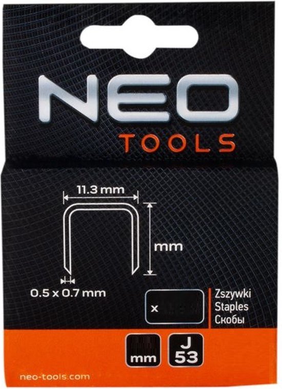 Neo Tools Nieten 14mm, J53 Type, 1000stuks
