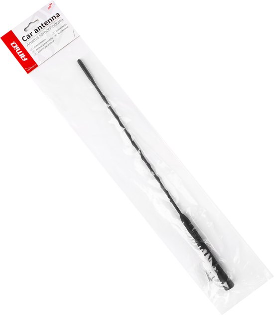 AMiO FM/AM Auto Antenne Mini Universeel met 5mm Adapter Zwart (40 cm)