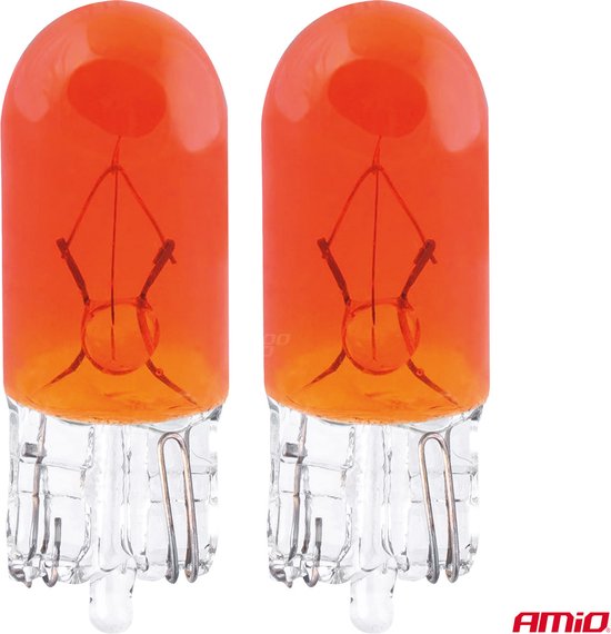 AMiO T10 Oranje Halogeen Verlichting 30 lumen W2.1x9.5d (set) [Knipperlicht - Richtingaanwijzer]