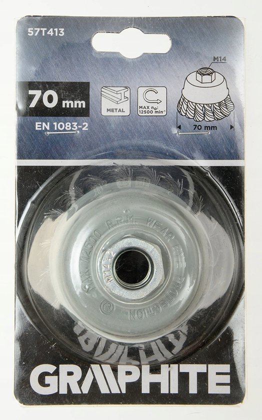 GRAPHITE Staal Draadborstel 70mm M14 - Voor Metalen Oppervlaktebewerking