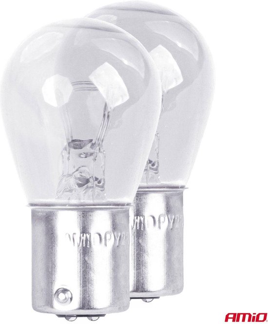 AMiO Halogeenlampen P21/5W BAY15D 12V – Set van 2 Stuks in Blisterverpakking