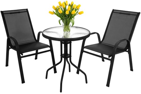 GARDLOV balcony garden furniture set, table + 2 chairs, for terrace, balcony and garden