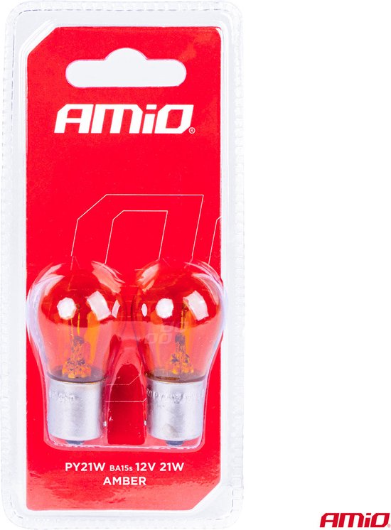 AMiO Halogeenlampen PY21W BA15S 12V Amber – Set van 2 Krachtige Signaalverlichting
