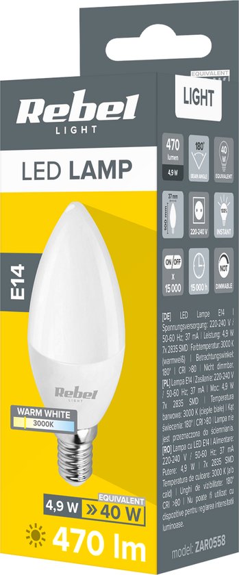 Rebel - LED Lamp - 5W - 3000K - E14 Fitting