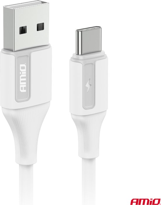 AMiO USB-A naar USB-C Kabel 3A 100cm FullLINK Wit - Hoogwaardige Snellader Oplaadkabel Snoer