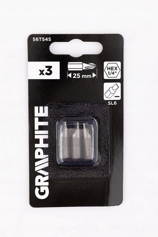 GRAPHITE SL6 x 1 x 25 mm bits - Set van 3