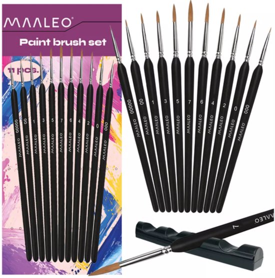 Maaleo Penseelset 11-delig – Perfect voor Fijn Schilderwerk