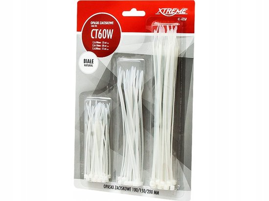 Witte Kabelbinders Set 2,5 mm x 100/150 mm - 60 Stuks