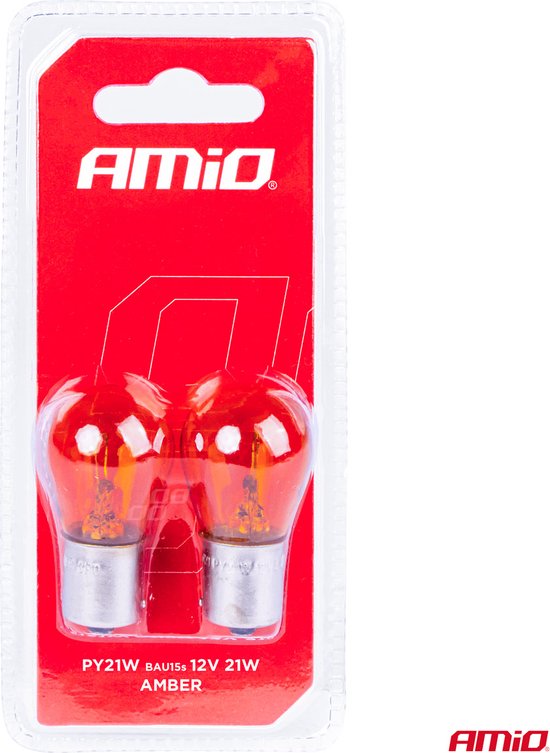 AMiO Universele Halogeen Oranje BAU15S Voor Knipperlicht P21W (12V) (Set)
