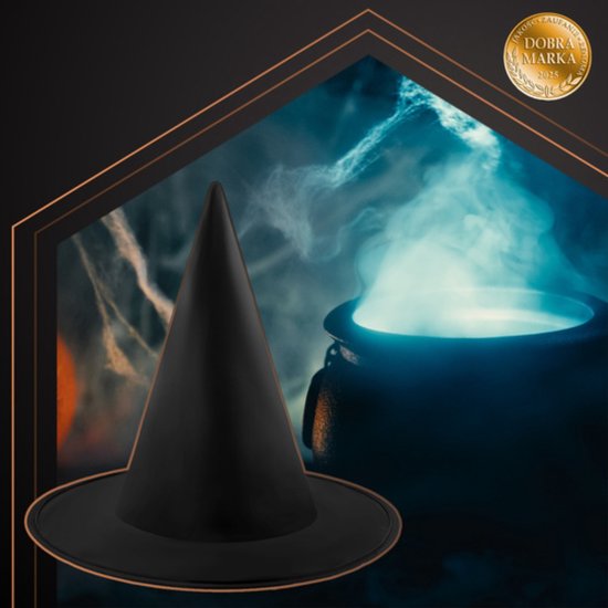 Ruhhy Zwarte heksenhoed klassiek Halloween kostuum accessoire met brede rand en spitse vorm