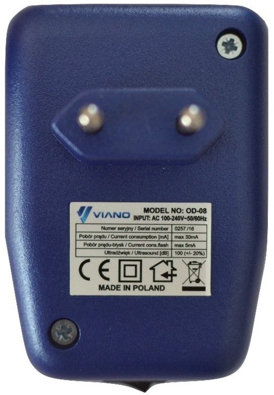 Viano - Ultrasone verjager - knaagdierverjager - zoemer -LED knipperende diode, OD8