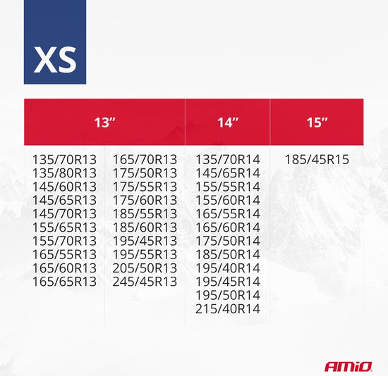 AMiO Textiele Sneeuwkettingen/Sneeuwsokken voor Autobanden XS - EN16662-1 / Önorm V5121 Rood (2 stuks)