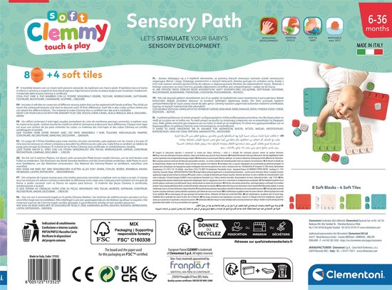 Clementoni Soft Clemmy - Sensory Path - Speelkleed - Baby Speelmat - Met Stapelblokken - 6-36 maanden