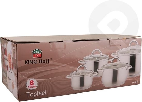 Kinghoff 4448 pannenset - 8 delig - RVS - Alle warmtebronnen