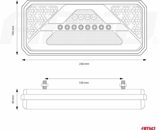 Combinatie LED-achterlicht AMiO RCL-02-L dynamisch, links