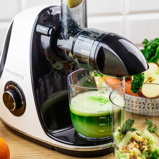 Klausberg Slow Juicer KB-7863 – 150W | Cold Press | Stille Juicer - Groenten en Fruitpers – Met Pulpreservoir - Juice Maker - Grijs