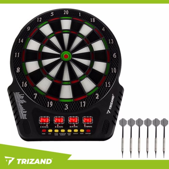Trizand elektronisch dartbord voor 1-16 spelers met LED-schermen, 27 spellen en 6 darts