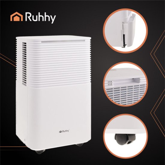 Ruhhy Dryzix 500 luchtontvochtiger 12L – stille WiFi ontvochtiger met display en automatische functies