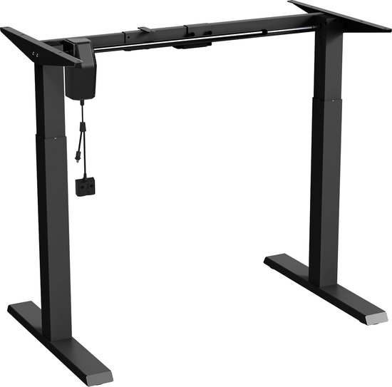 Ergo Office - Zit-sta bureau - Elektrisch in hoogte verstelbaar bureau max hoogte 123cm - max 70 kg | Zonder tafelblad - Zwart