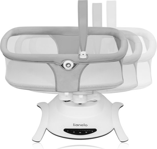 Lionelo Bella Set 2in1 – Wipstoel & Reiswieg – 360° Draaibare Zitting – Elektrische 6 Schommelstanden – 5 Snelheden – Rugleuning 3 Posities – Bewegingssensor – Nachtmodus – 12 Melodieën – Bamboe Kussen – Afstandsbediening – Wasbare Hoezen – Tot 9 kg