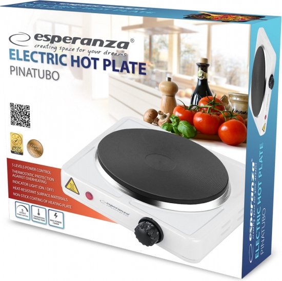 Esperanza EKH002W kookplaat Zwart, Wit Aanrecht Gesealde plaat 1 zone(s)