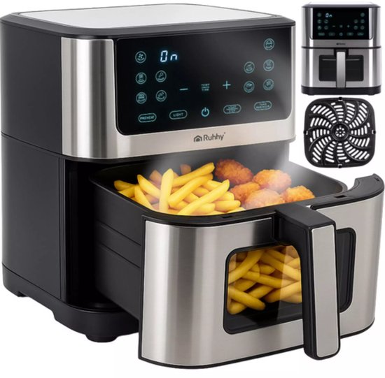 Ruhhy Airfryer XXL 8L – Olievrije Friteuse met 10 Programma's