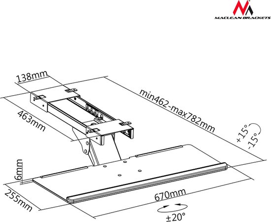 Toetsenbord houder MC-757 Maclean PC bureau