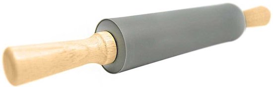 Kinghoff - Silikon Deegroller - 39cm - Houten Handvaten - Grijs