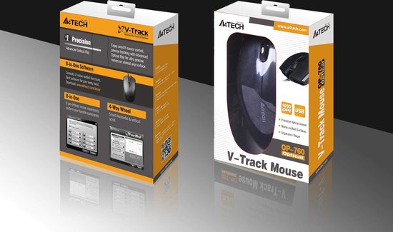 A4Tech OP-760 muis Thuis Ambidextrous USB Type-A Optisch 1200 DPI