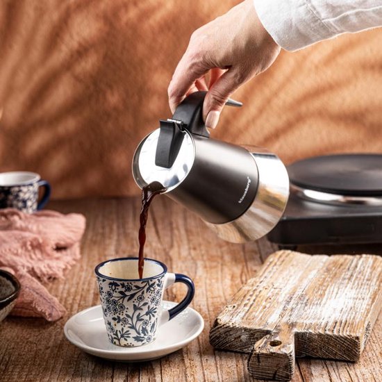 Klausberg Espressokoffiezetapparaat KB-7844 – 4 Kopjes – RVS – Geschikt voor Inductie - Espresso Maker - 200ml - Percolator