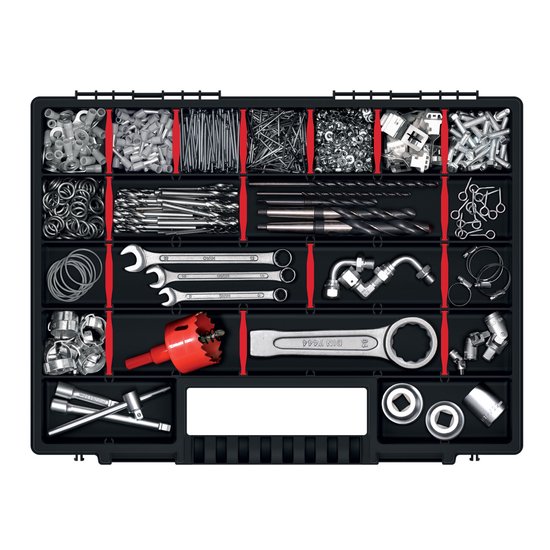 Kistenberg Sorteerbox/vakjes koffer - spijkers/schroeven/kleine spullen - 30 vaks - kunststof - zwart - 40 x 30 x 5 cm