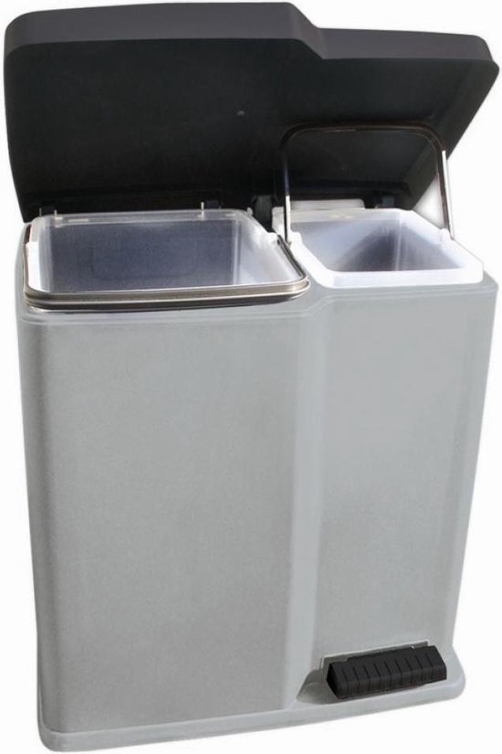 Curver Duo Pedaalemmer Prullenbak met Losse Binnenemmer - 15L + 6L - Grijs