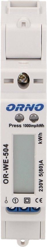 ORNO OR-WE-504, Elektronisch, Uitgangsvermogen, Wit, kWh, LCD, Modbus