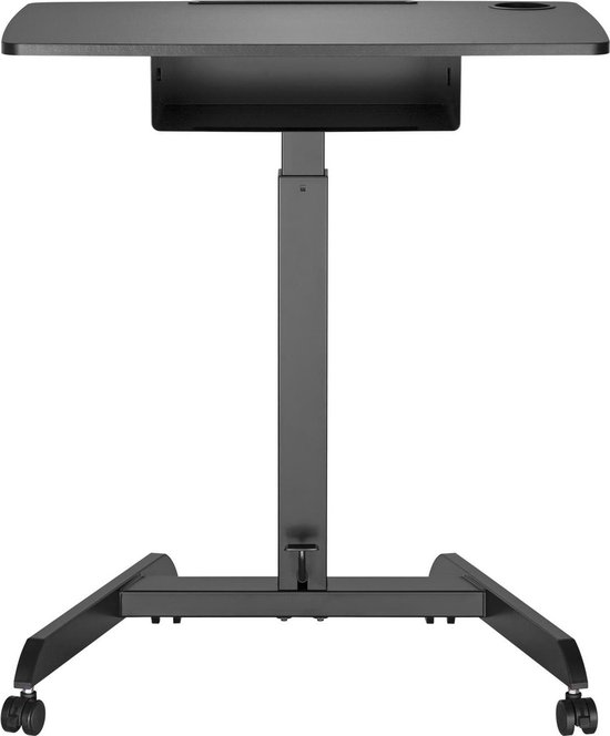 Maclean MC-903 In hoogte verstelbare laptoptafel met wielen en één lade Zit-sta-bureau In hoogte verstelbaar tot max. Maximaal 113 cm. 8 kg (zwart)