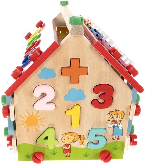Activity-Center Houten Huis - Montessori Speelgoed - Muziek Maken - Getallen Leren - Tellen