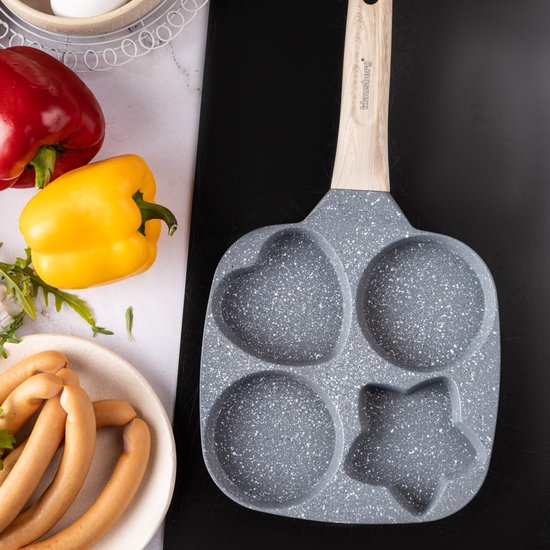 Klausberg 7808 - pan met 4 verschillende vakken voor Eieren - burgers - pannenkoeken - grijs - Anti-aanbakpan