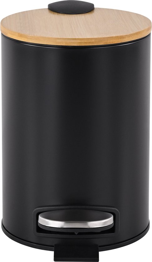Teesa - Badkamer Prullenbak - 3L - RVS - Zwart