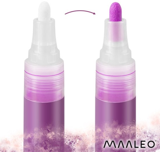 Maaleo Acrylmarkers Set 16 Kleuren – 8 ml, Sterke Dekking, Waterbestendig na Droging